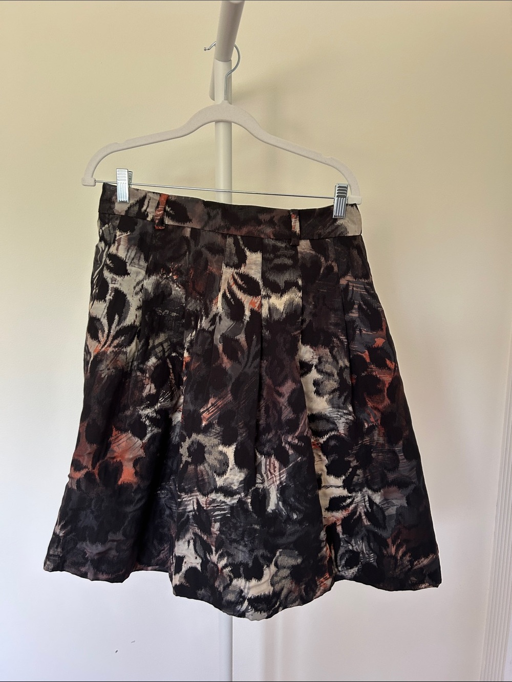 Floral A-Line Skirt in Black and Rust